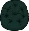 A round, dark green cushion with tufted buttons. Náhled obrázku produktu
