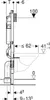Technical drawing showing dimensions and installation guidelines for a toilet mounting system. Náhľad obrázku produktu