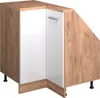 A corner cabinet with a white high-gloss door and wood-effect panels. Náhled obrázku produktu
