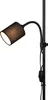 A black floor lamp with a fabric shade. Produktbild-Vorschau