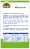 The image shows the packaging of Sunlife Milchzucker, including nutritional information and product description. Produktbild-Vorschau