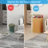 A split image showing a before and after comparison of a room, highlighting the use of a storage bin. Produktbild-Vorschau