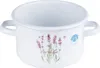 A white enamel pot decorated with lavender flowers and the word "lavender". Podgląd zdjęcia produktu