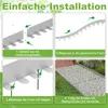 Four-panel image demonstrating the installation steps for a garden edging product. Produktbild-Vorschau