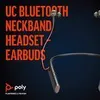 A marketing image for a Poly Voyager 6200 UC headset, showing the product and text describing its features. Voir les images du produit