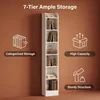 Bücherregal Standregal, 7-stöckiges Holz, 24 x 30 x 198 cm Produktbild-Vorschau 2