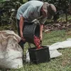 A person harvesting coffee beans in a field. Produktbild-Vorschau