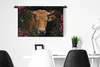 MuchoWow® Wandteppich Wandbehang Kuh - Blumen - Tiere - Produktbild-Vorschau 4