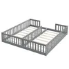 A gray wooden bed frame with multiple sections and railings, shown from a diagonal angle against a white background. Anteprima dell’immagine prodotto