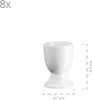 A single white egg cup with dimensions indicated. Produktbild-Vorschau
