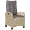 A single beige rattan garden chair with a gray cushion, shown from the front. Podgląd zdjęcia produktu