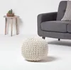 HOMESCAPES Kulatý pletený puf, 100% bavlna, přírodní barva Náhled obrázku produktu 2