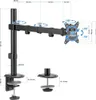 A diagram showing the dimensions and articulation points of a monitor mount. Produktbild-Vorschau