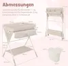 A diagram showing the dimensions of a baby changing table, with text in German. Produktbild-Vorschau