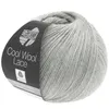 A ball of light gray yarn with a label. Produktbild-Vorschau