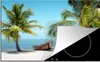 KitchenYeah© Herdabdeckplatte Palme - Boot - Strand , Produktbild-Vorschau 1