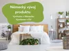 A bedroom scene with a bed, plants, and decorative items, overlaid with a green bubble containing text. Náhled obrázku produktu