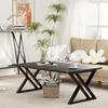Huhote Couchtisch rechteckig Schwarz Metallrahmen 100 x 40 Produktbild-Vorschau 5