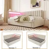 A bedroom setting with a bed and two smaller images showing different configurations of the bed frame. Náhled obrázku produktu