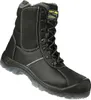 A black winter boot with gray fur lining and a clear sole. Produktbild-Vorschau