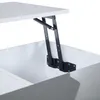 A close-up view of the lifting mechanism of a white coffee table. Produktbild-Vorschau