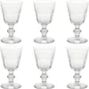 A set of six clear wine glasses arranged in two rows of three against a white background. Podgląd zdjęcia produktu