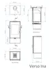 Technical drawings and dimensions of a wood-burning stove. Produktbild-Vorschau