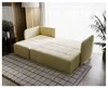 A beige sofa bed is shown in a room with a rug and curtains. Produktbild-Vorschau