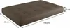 A brown cushion with dimensions indicated by measurement lines and text. Produktbild-Vorschau
