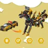 A toy car transforming into a robot dog, with icons below indicating features. Náhled obrázku produktu
