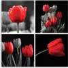 Leinwandbild reihe roter tulpen 60x60 cm Feeby rot wandbild Produktbild-Vorschau 3
