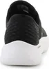 Rear view of a black and white SKECHERS slip-on shoe. Náhľad obrázku produktu
