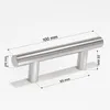 A silver cabinet handle with dimensions indicated by measurement lines and text. Produktbild-Vorschau