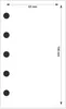 A diagram showing the dimensions of a planner insert with punch holes. Produktbild-Vorschau