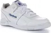 A white Reebok sneaker with blue accents is shown from a side angle against a white background. Produktbild-Vorschau