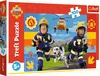 The image shows the packaging of a Fireman Sam puzzle. The box features characters from the show, a helicopter, and a dalmatian dog. Produktbild-Vorschau