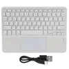 A white wireless Bluetooth keyboard with a built-in touchpad and a USB-C charging cable. Náhľad obrázku produktu