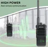 Two walkie-talkies are shown in front of a blurred industrial background with a green waveform graphic overlay. Produktbild-Vorschau