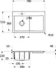 Technical drawing with dimensions of a sink. Produktbild-Vorschau