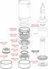 An exploded diagram of a plumbing component, likely a drain valve, with parts labeled with codes. Produktbild-Vorschau