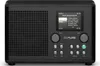 A black PURE brand DAB+ internet radio with a screen displaying text and an image. Voir les images du produit