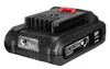 A black cordless power tool battery pack with a red release lever, shown from a diagonal angle against a white background. Podgląd zdjęcia produktu