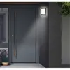 A modern front door with a wall-mounted LED light illuminating the entrance. Produktbild-Vorschau