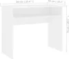 A white desk with dimensions indicated by measurement lines and text. Podgląd zdjęcia produktu