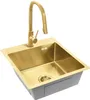 A golden sink with a golden faucet against a white background. Podgląd zdjęcia produktu
