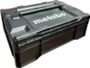 A black Metabo metaBOX tool case is shown against a white background. Podgląd zdjęcia produktu