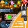 Outdoor patio with string lights and a star-shaped decoration. Produktbild-Vorschau