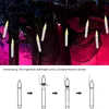 A Halloween decoration scene with hanging LED candles and a ghostly figure, followed by an instructional diagram showing how to assemble the candles. Produktbild-Vorschau