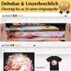 Transferpapier, das ein Babyfoto zeigt, das von 4 auf 8 Zoll gestreckt wird, und ein kleines T-Shirt mit dem übertragenen Bild Náhľad obrázku produktu