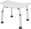 A white shower stool with adjustable aluminum legs on a white background. Produktbild-Vorschau
